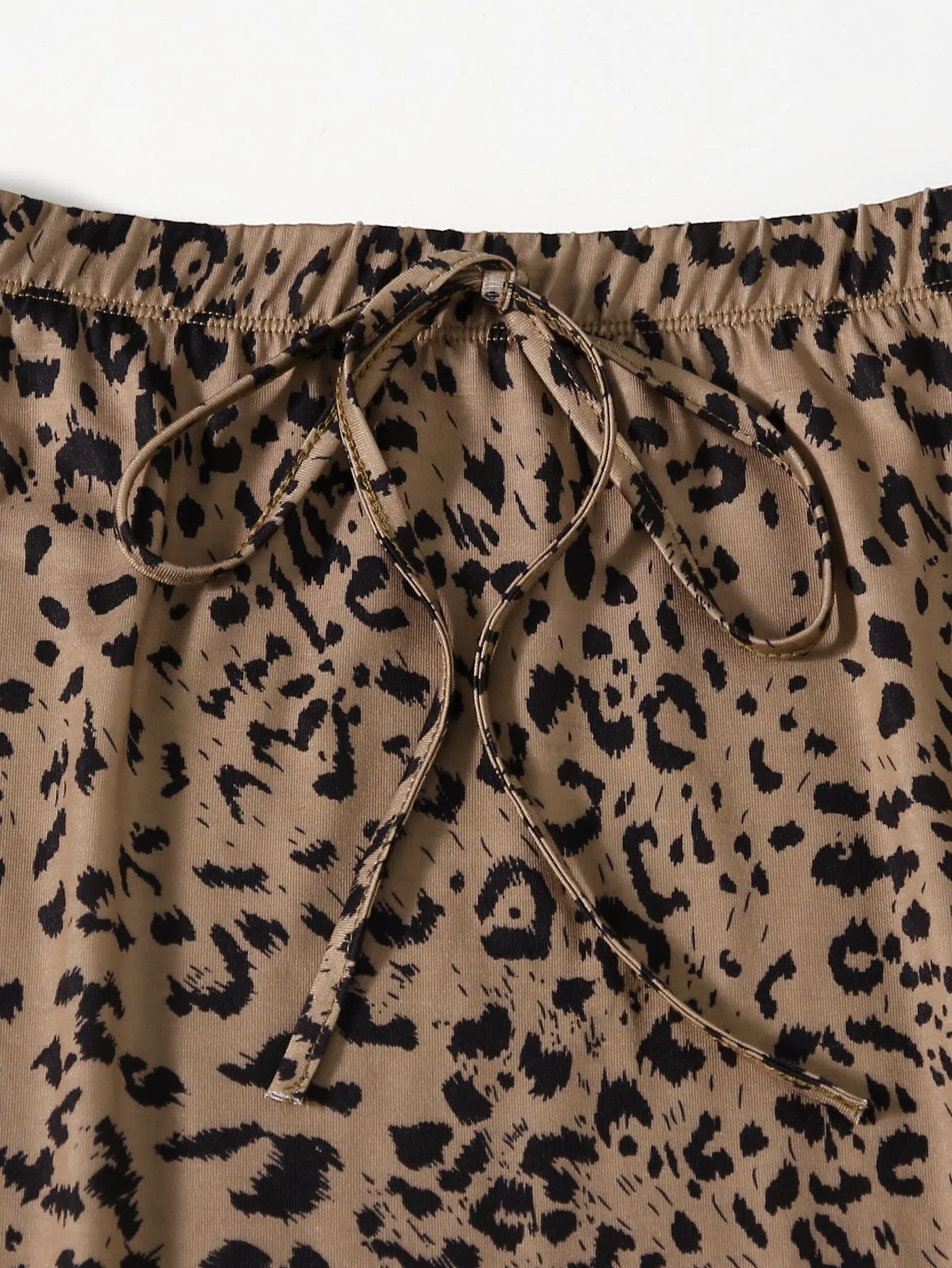 Leopard Knot Knee Length Plus Size Skirt