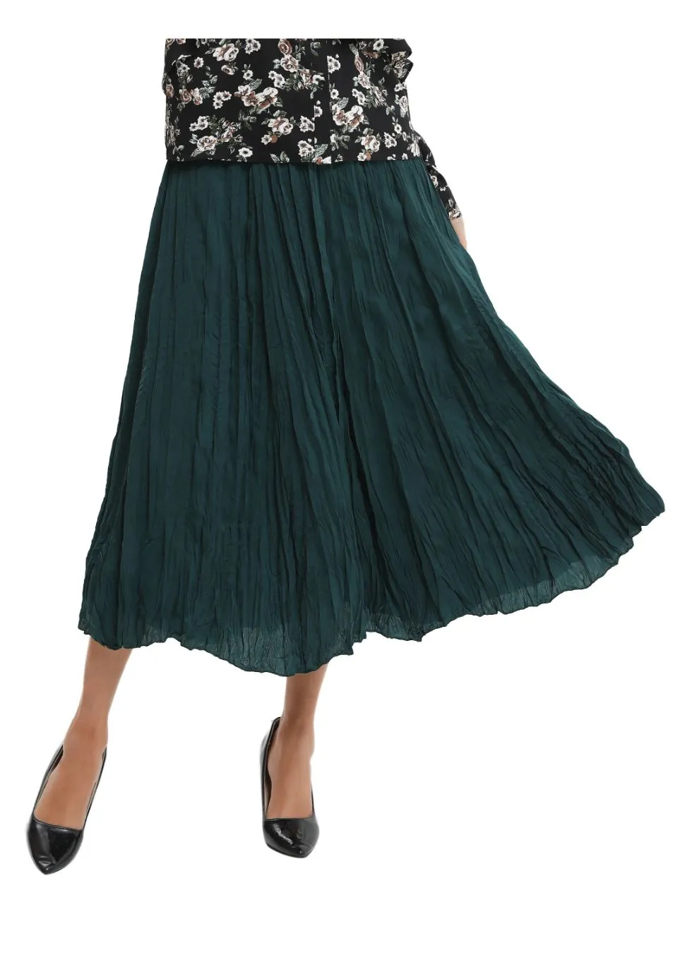 Lightweight Wrinkle Midi Skirt (One Size)