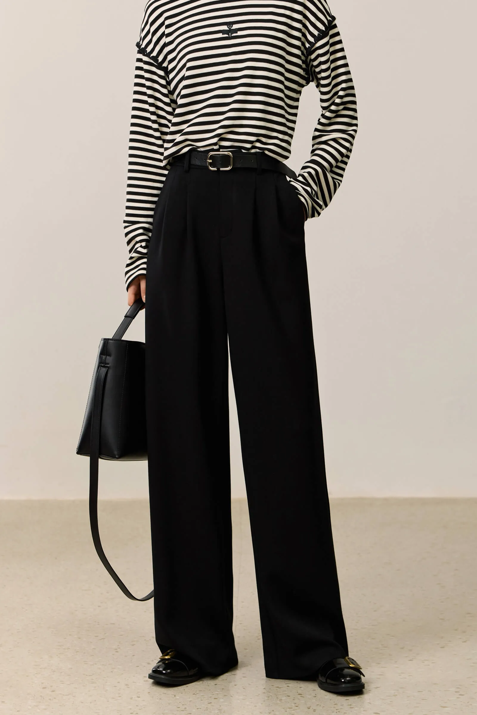 LILY Draped Wide-Leg Trousers