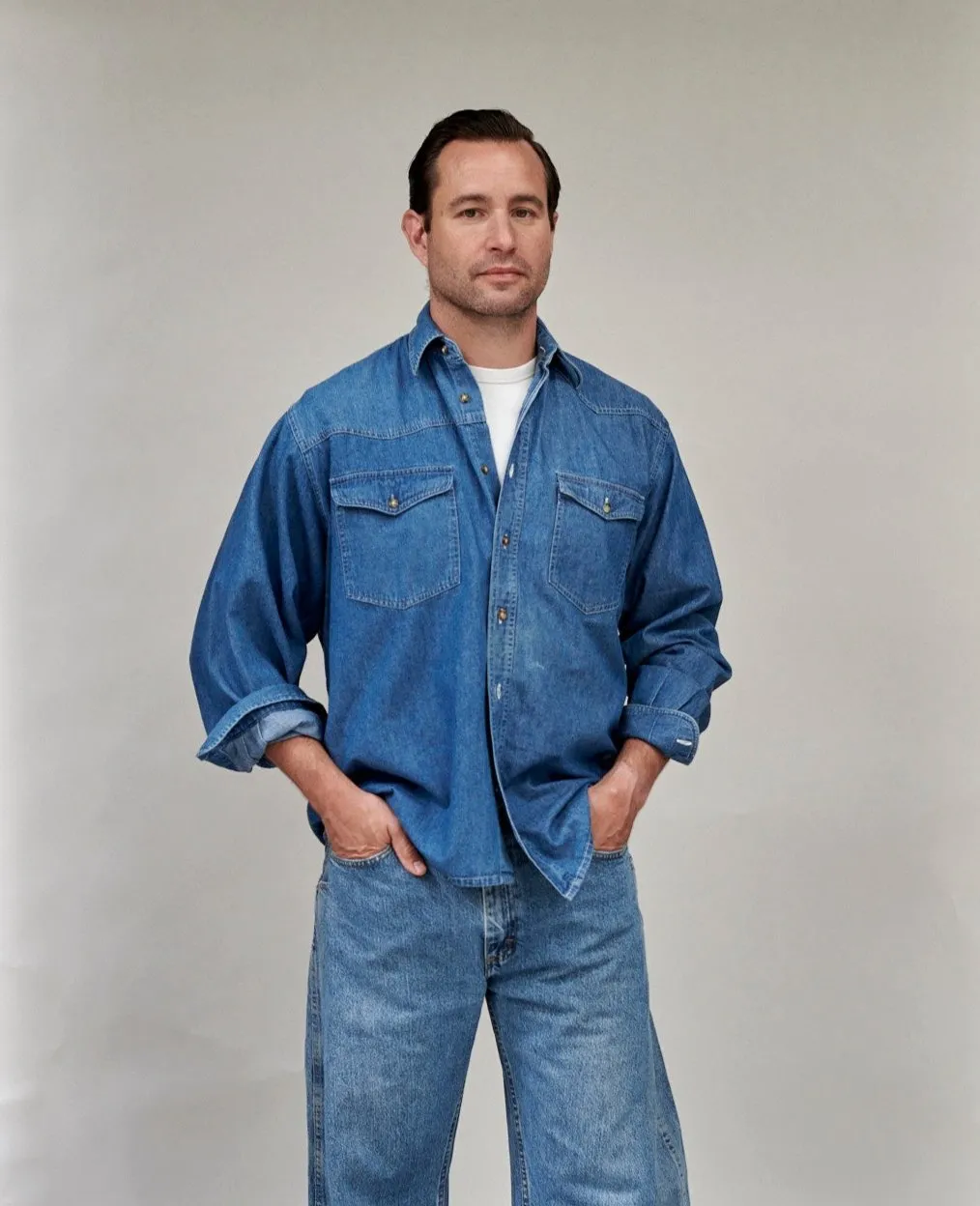 Men's Classic Denim Shirt Mid Blue