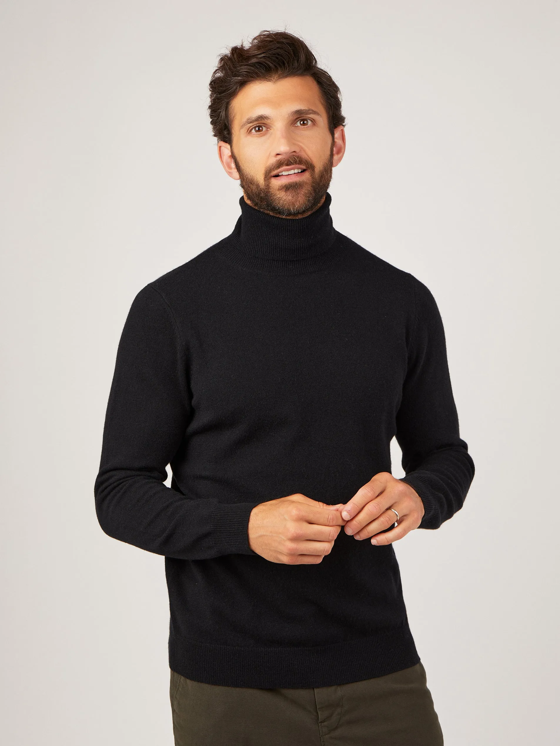 Mens Core Cashmere Roll Neck Jumper