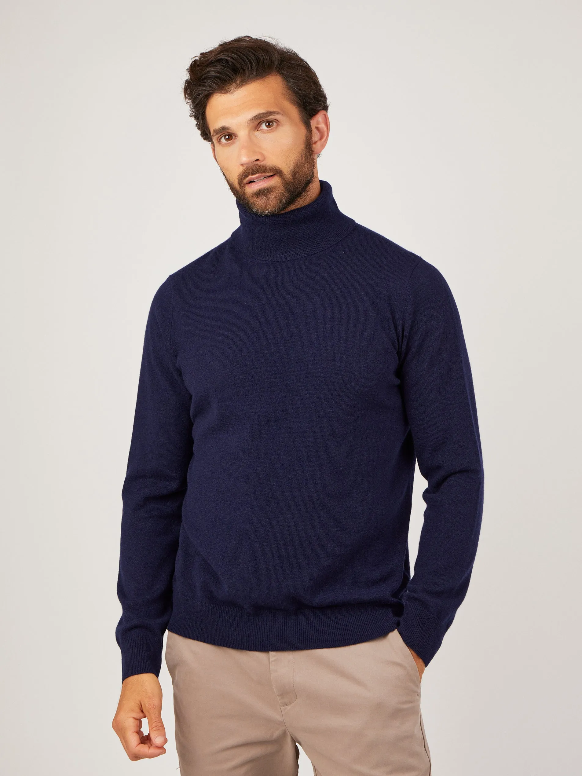 Mens Core Cashmere Roll Neck Jumper