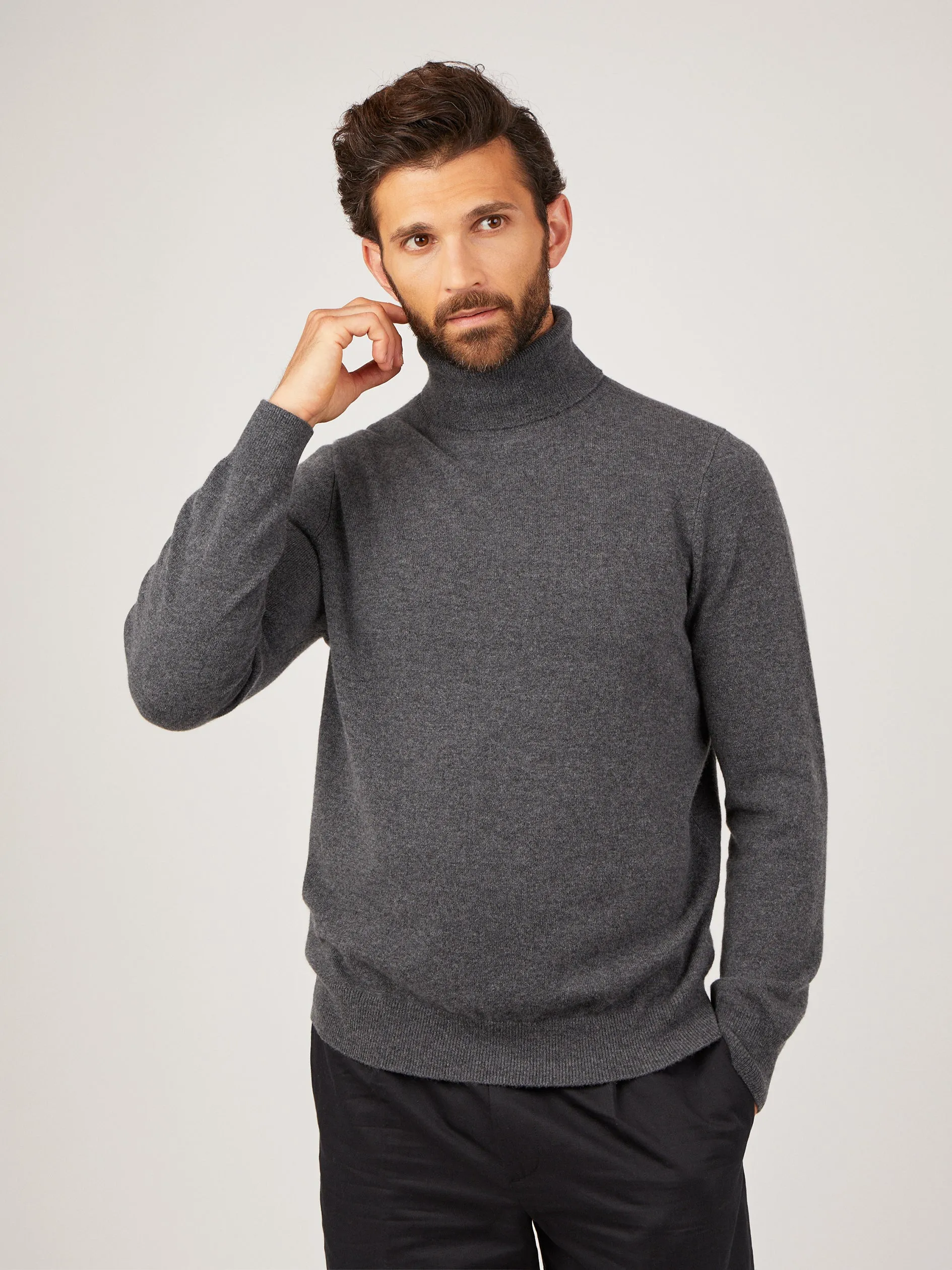 Mens Core Cashmere Roll Neck Jumper