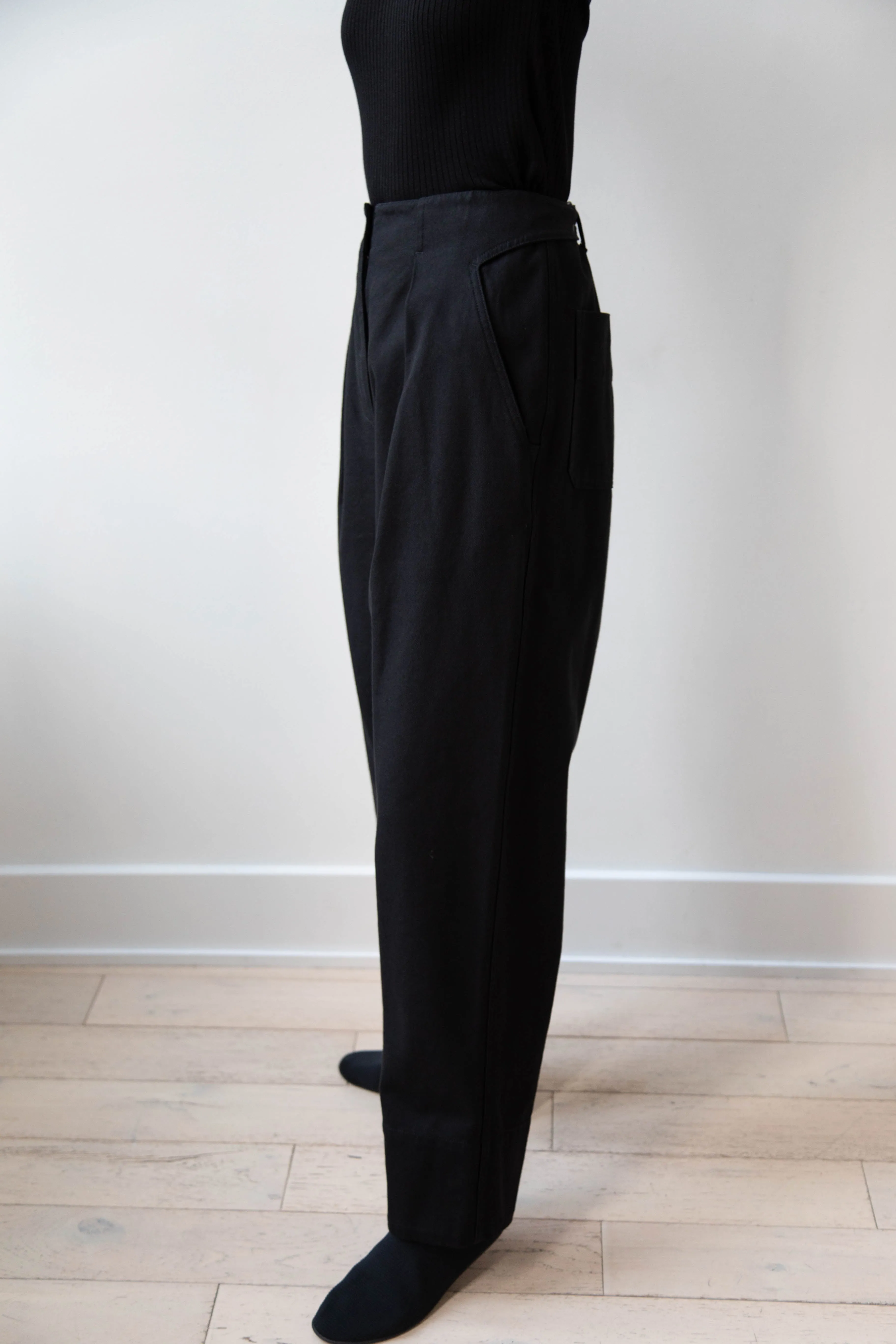 MHL | Cinch Back Trouser in Off Black