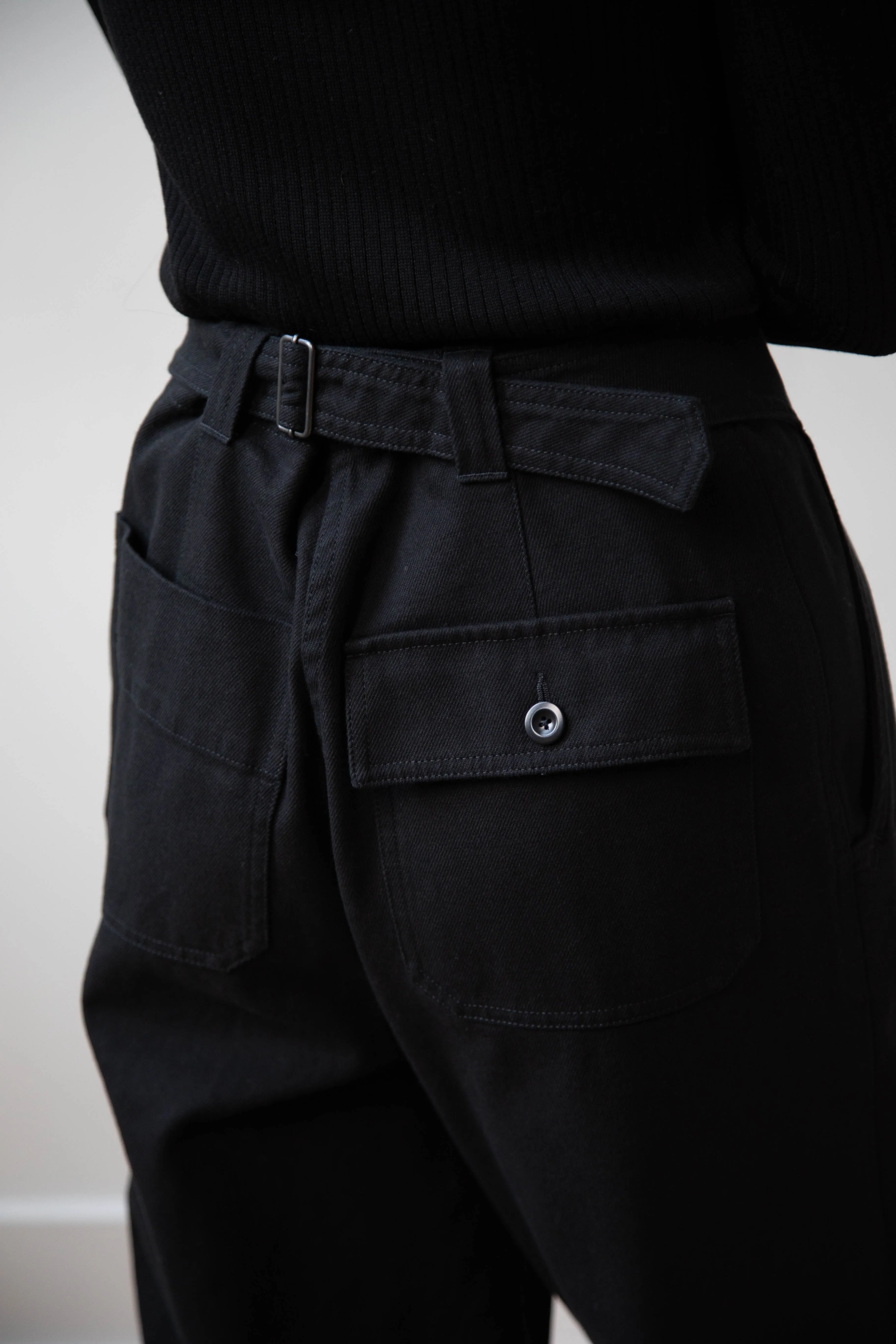 MHL | Cinch Back Trouser in Off Black