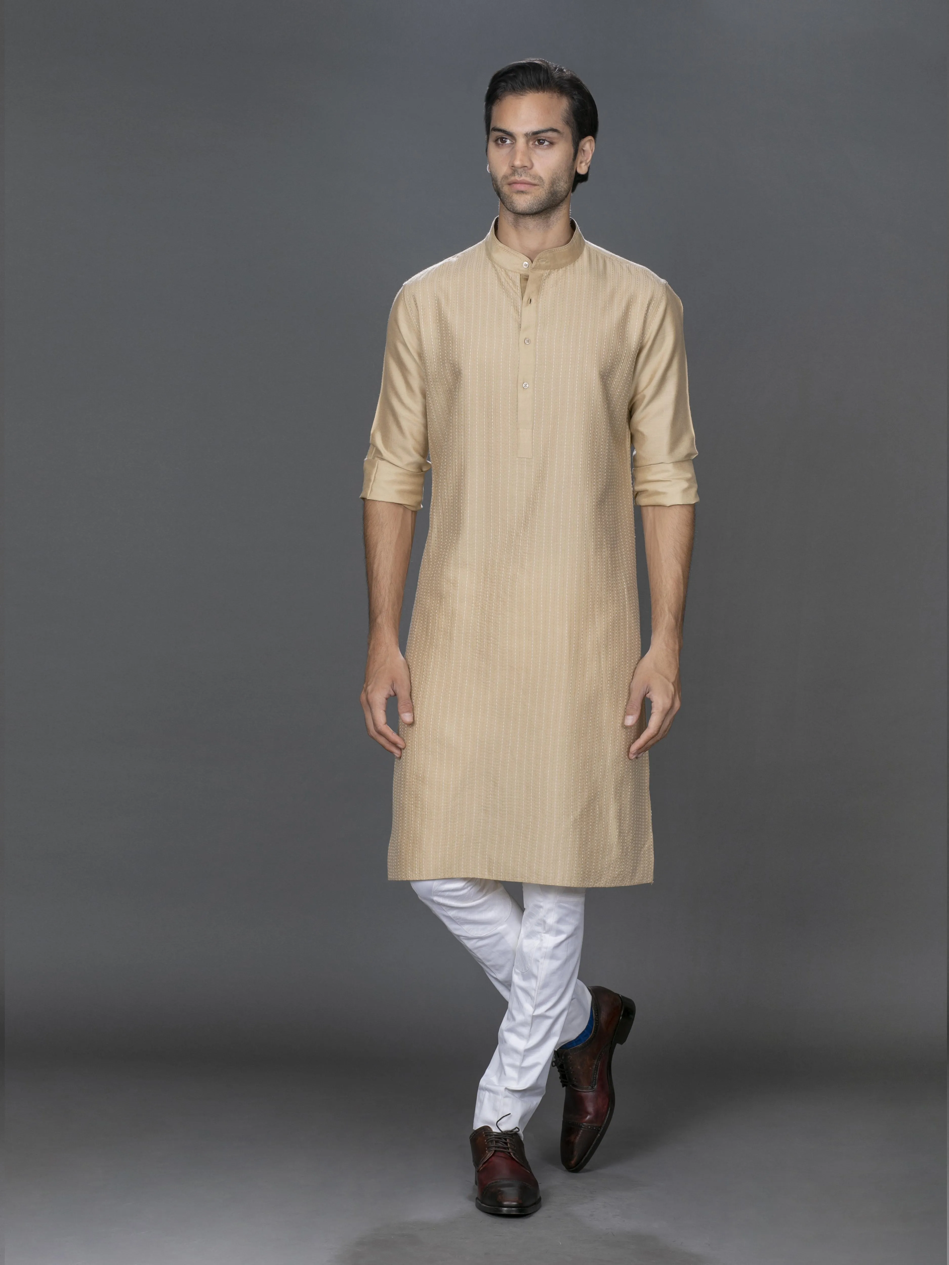 OLIVE SILK KURTA