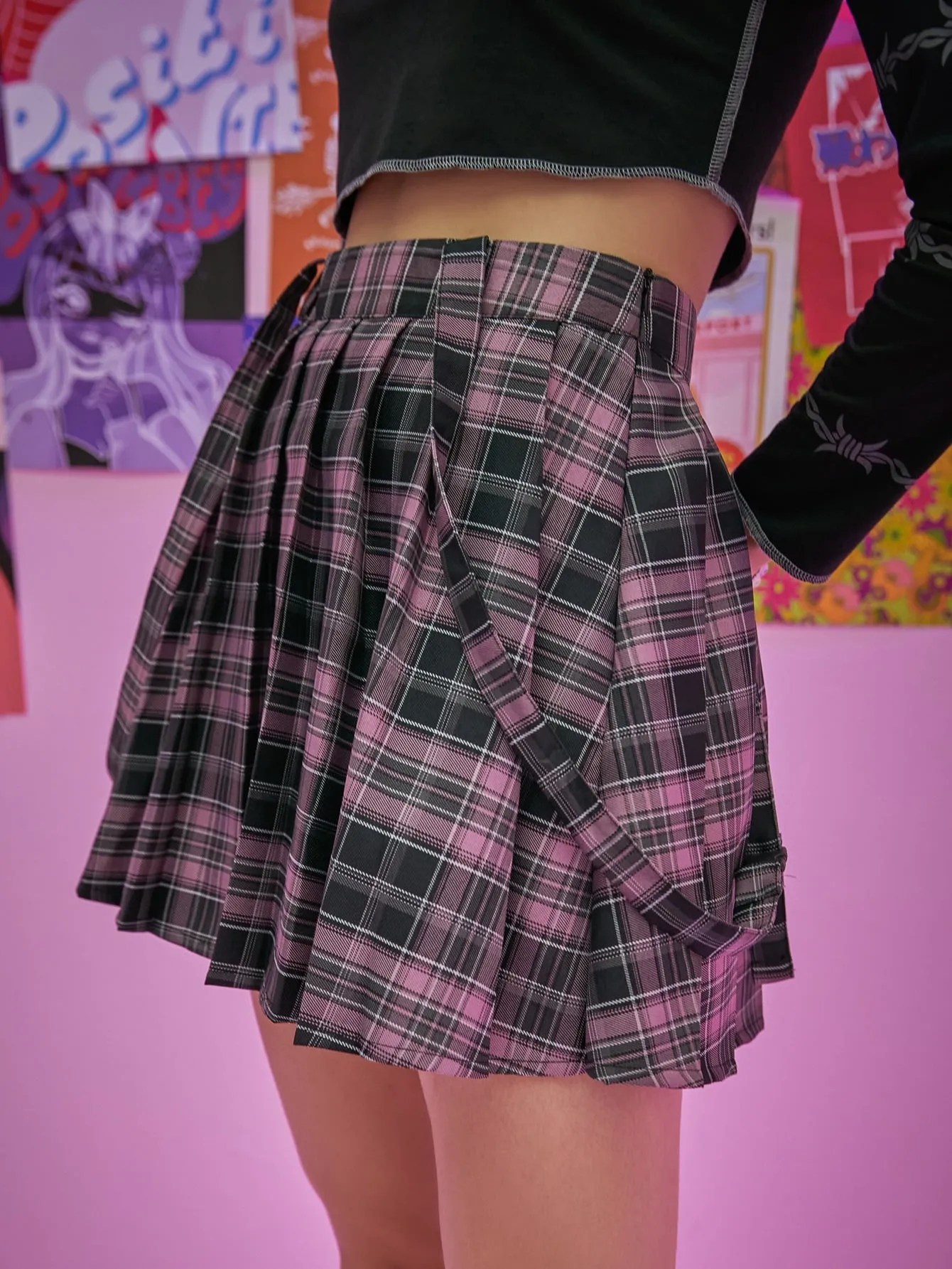 Preppy Plaid Pleated Natural Mini Women Skirt