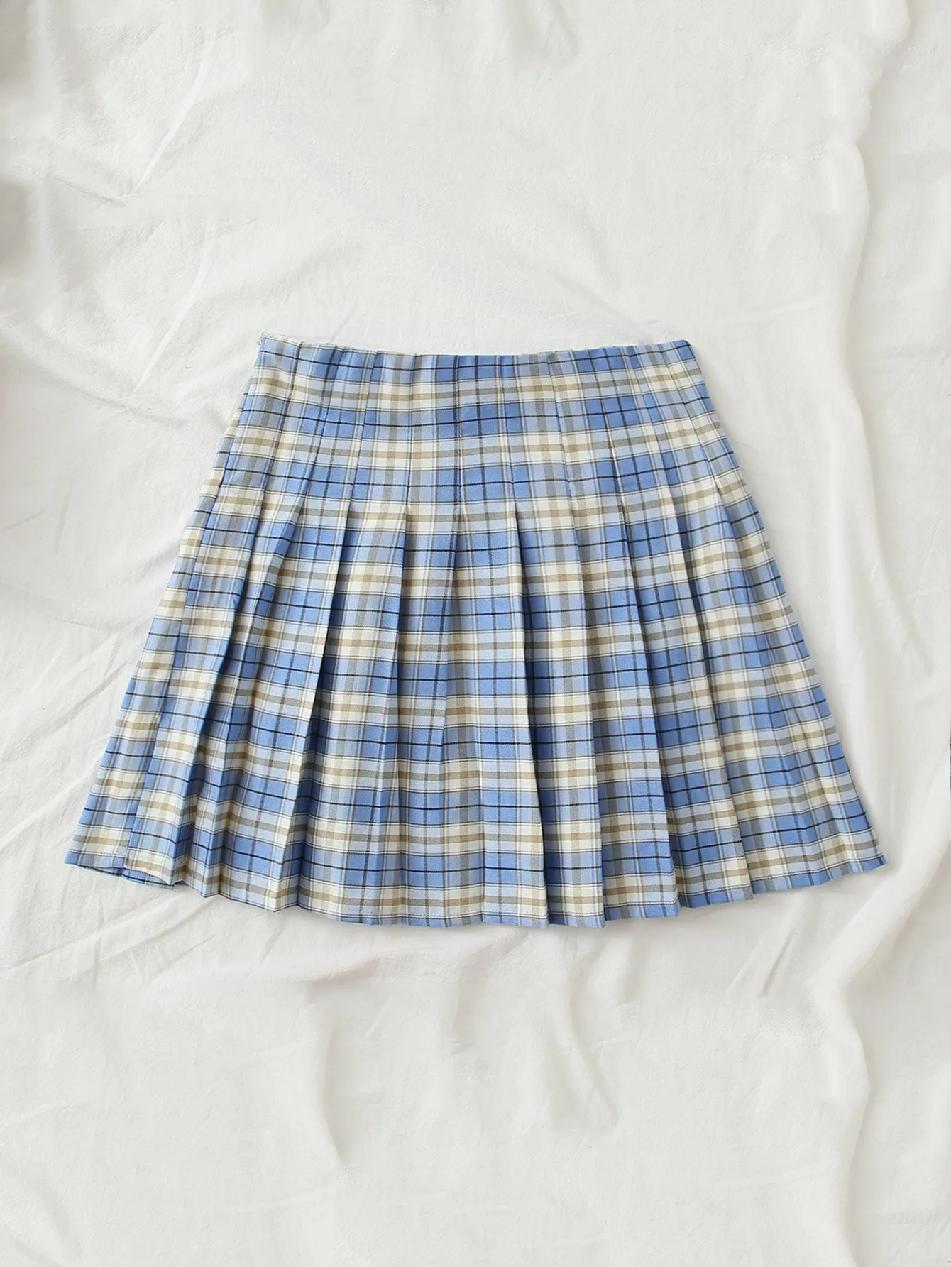 Preppy Tartan Zipper Natural Mini Women Skirt