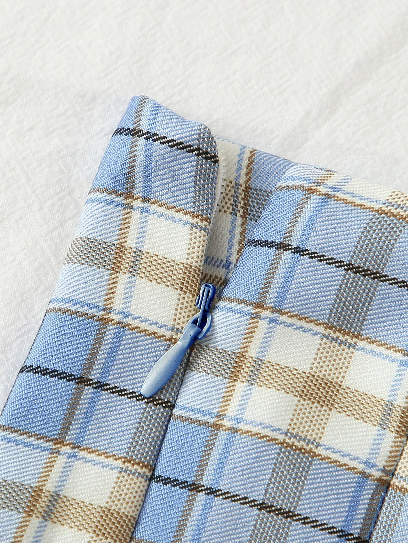 Preppy Tartan Zipper Natural Mini Women Skirt