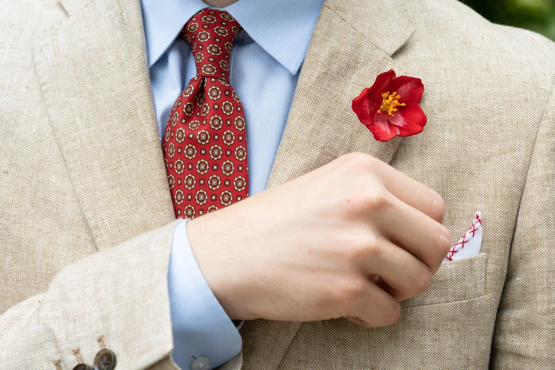 Red Micropattern Madder Silk Tie