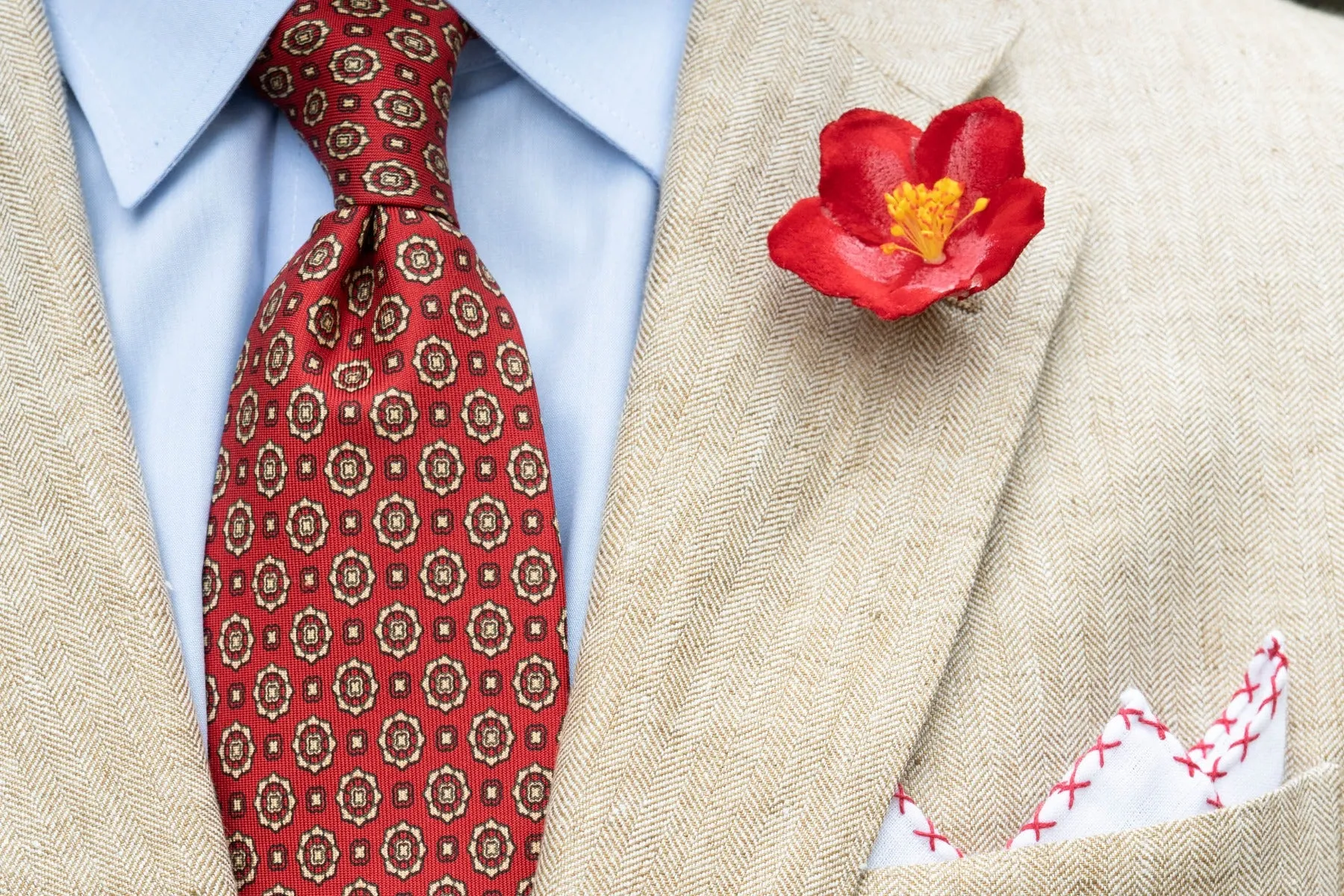 Red Micropattern Madder Silk Tie