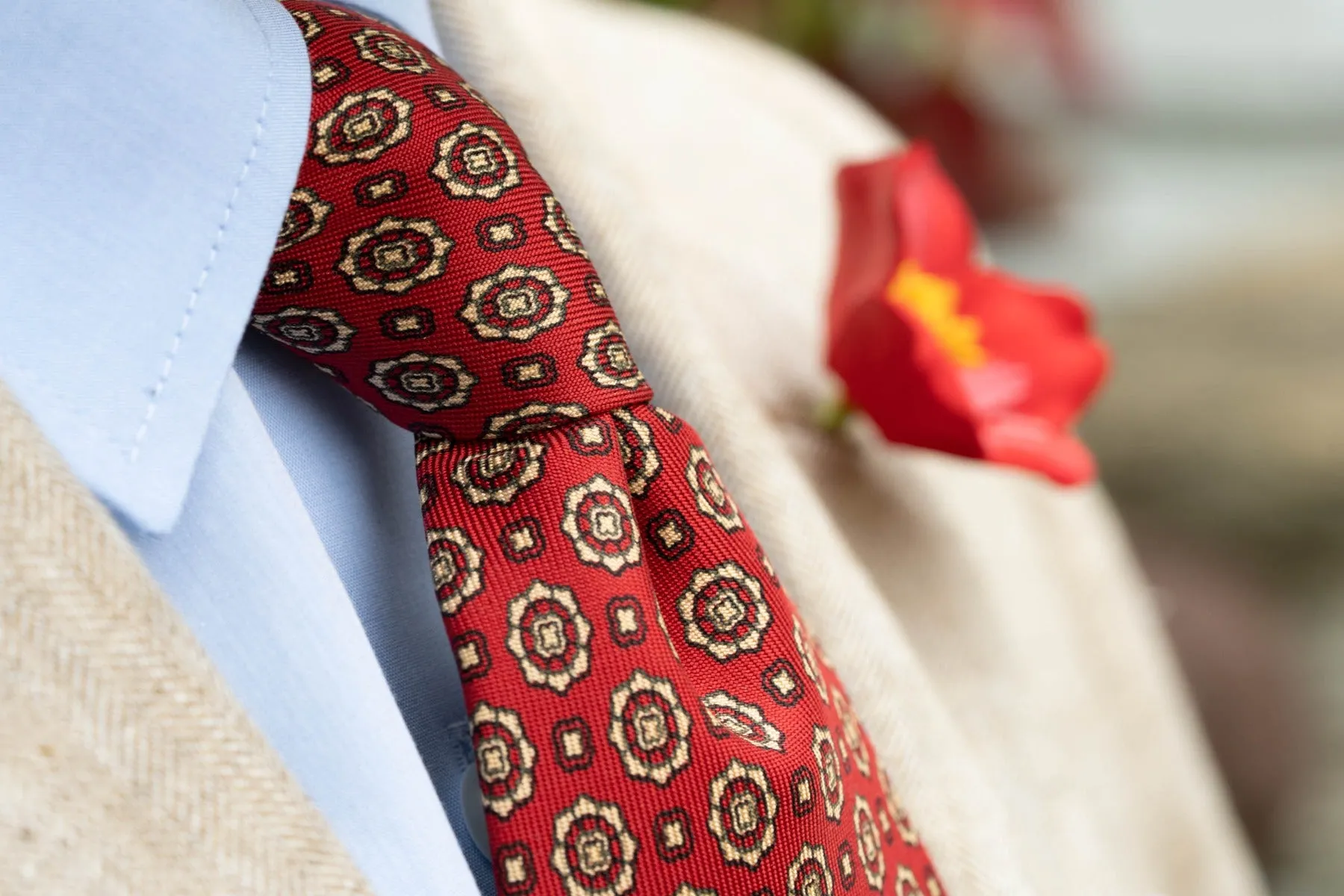 Red Micropattern Madder Silk Tie