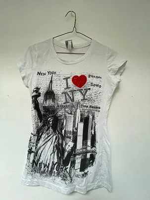 Rubynee Vintage y2k White Women's I love New York T-shirts