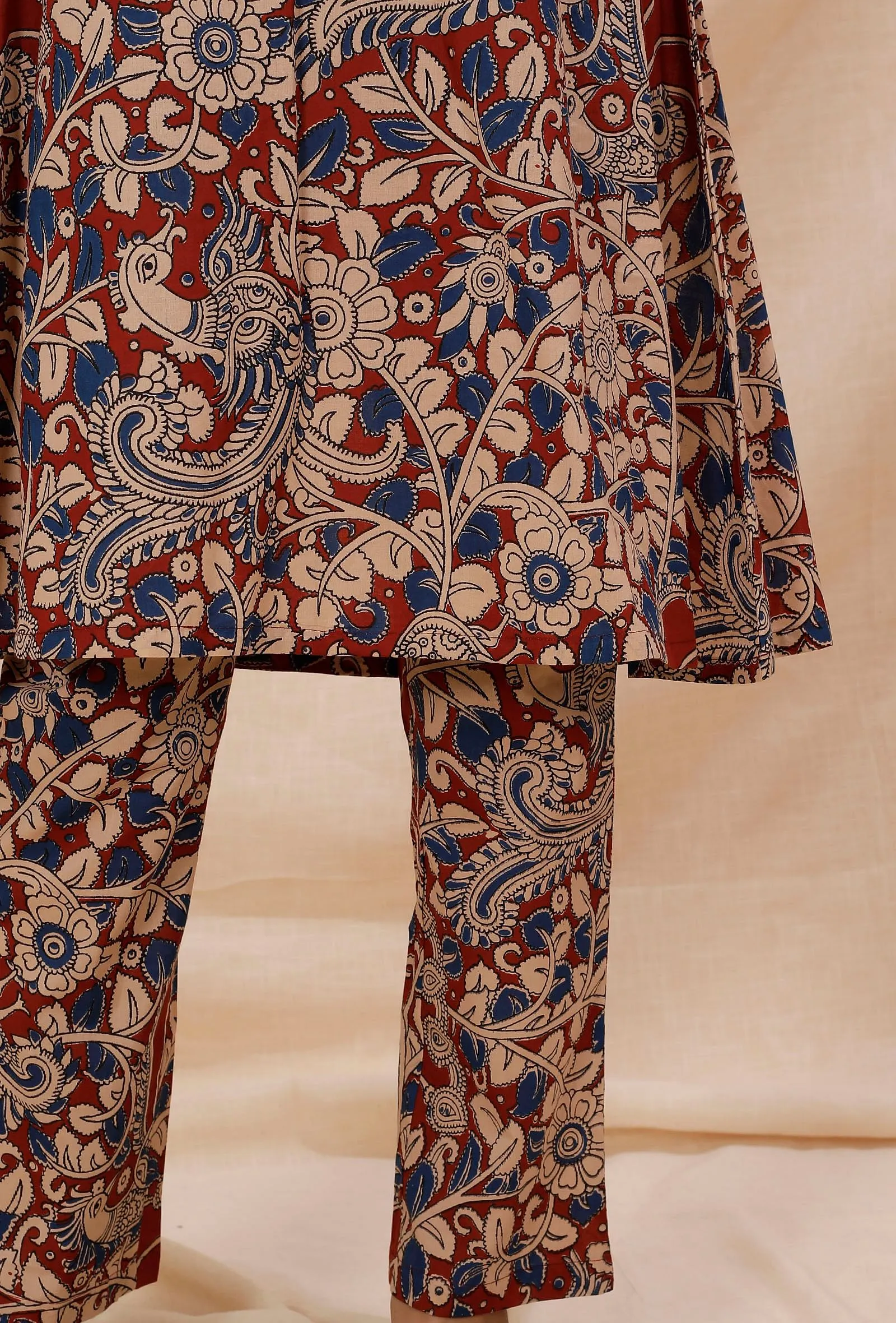 Rust Red Kalamkari Cotton Pants