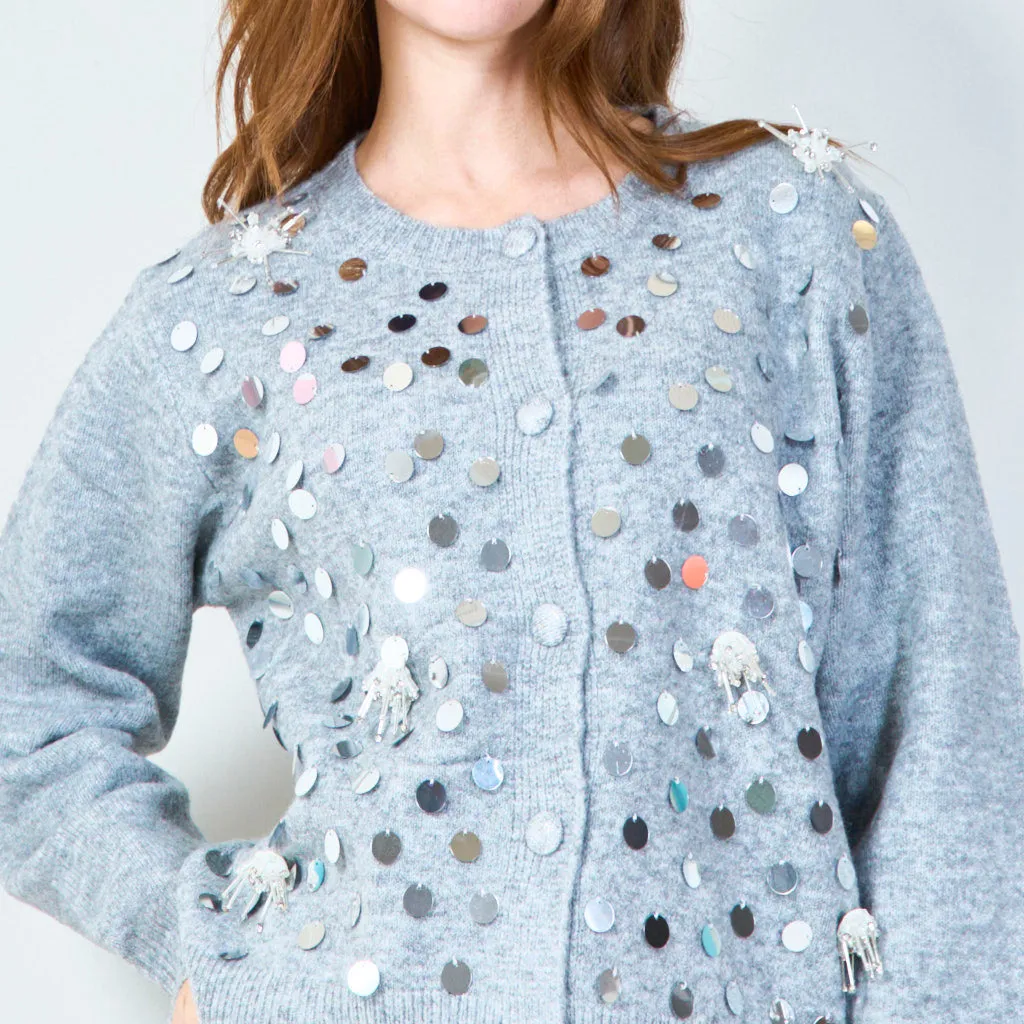 Sequin embellished cardigan with button details wholesale