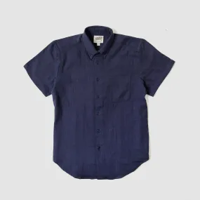 Short Sleeve Easy Shirt - Double Weave Gauze Slub - Navy