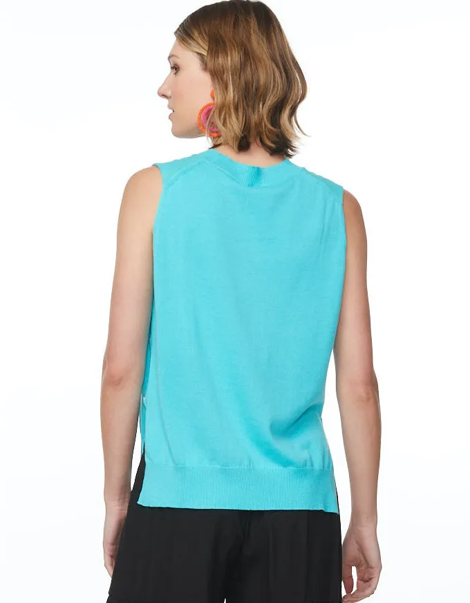 Side Button Vest Turquoise