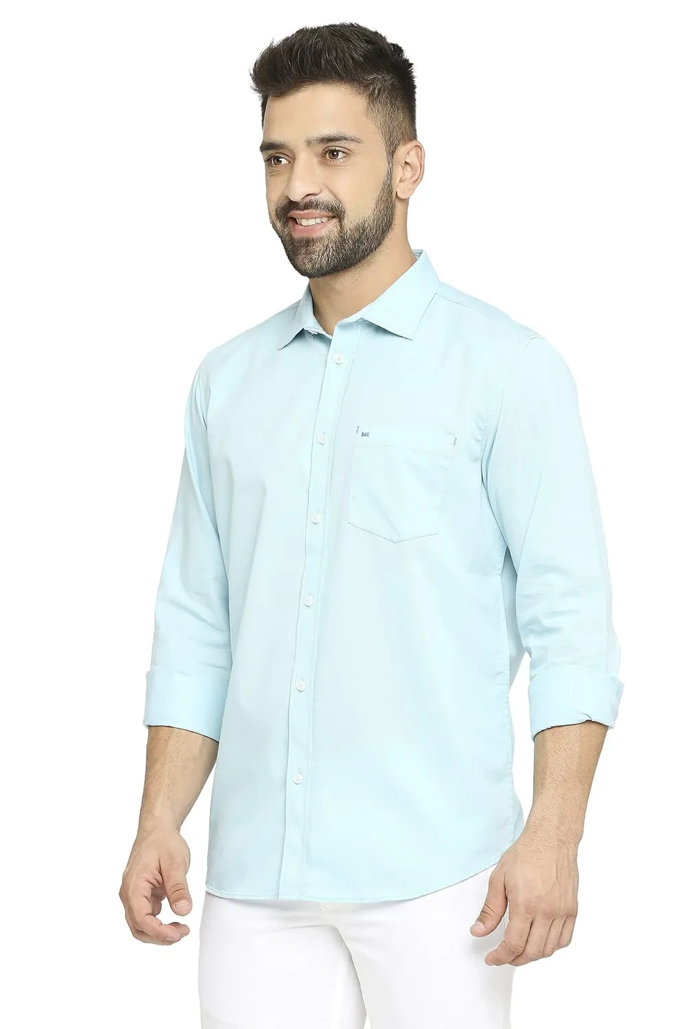 Slim Fit Cotton Polyester Cavalary Twill Shirt