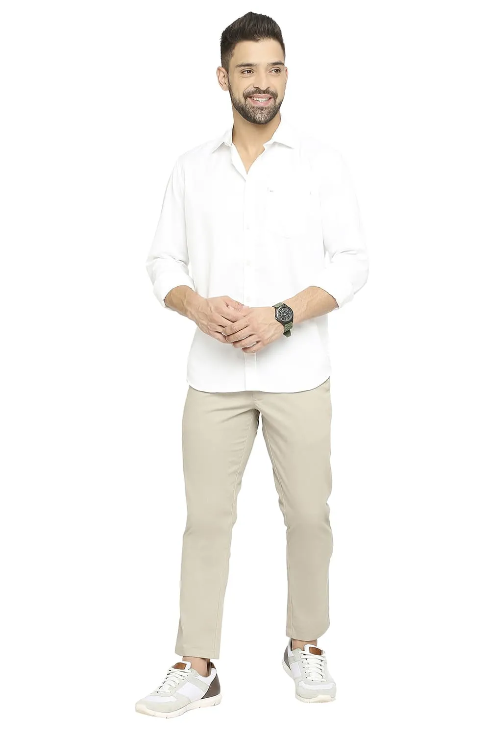 Slim Fit Cotton Polyester Cavalary Twill Shirt