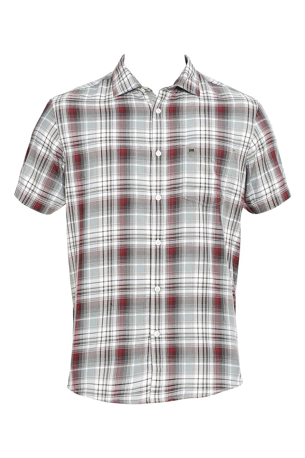 Slim Fit Cotton Polyester Twill Checks Halfsleeves Shirt