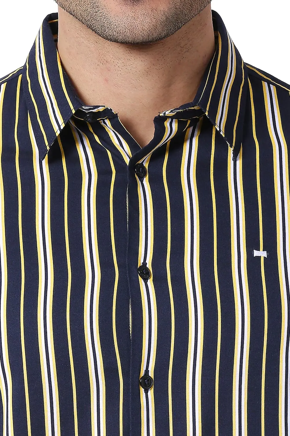 Slim Fit Cotton Viscose Printed Stripe Shirt