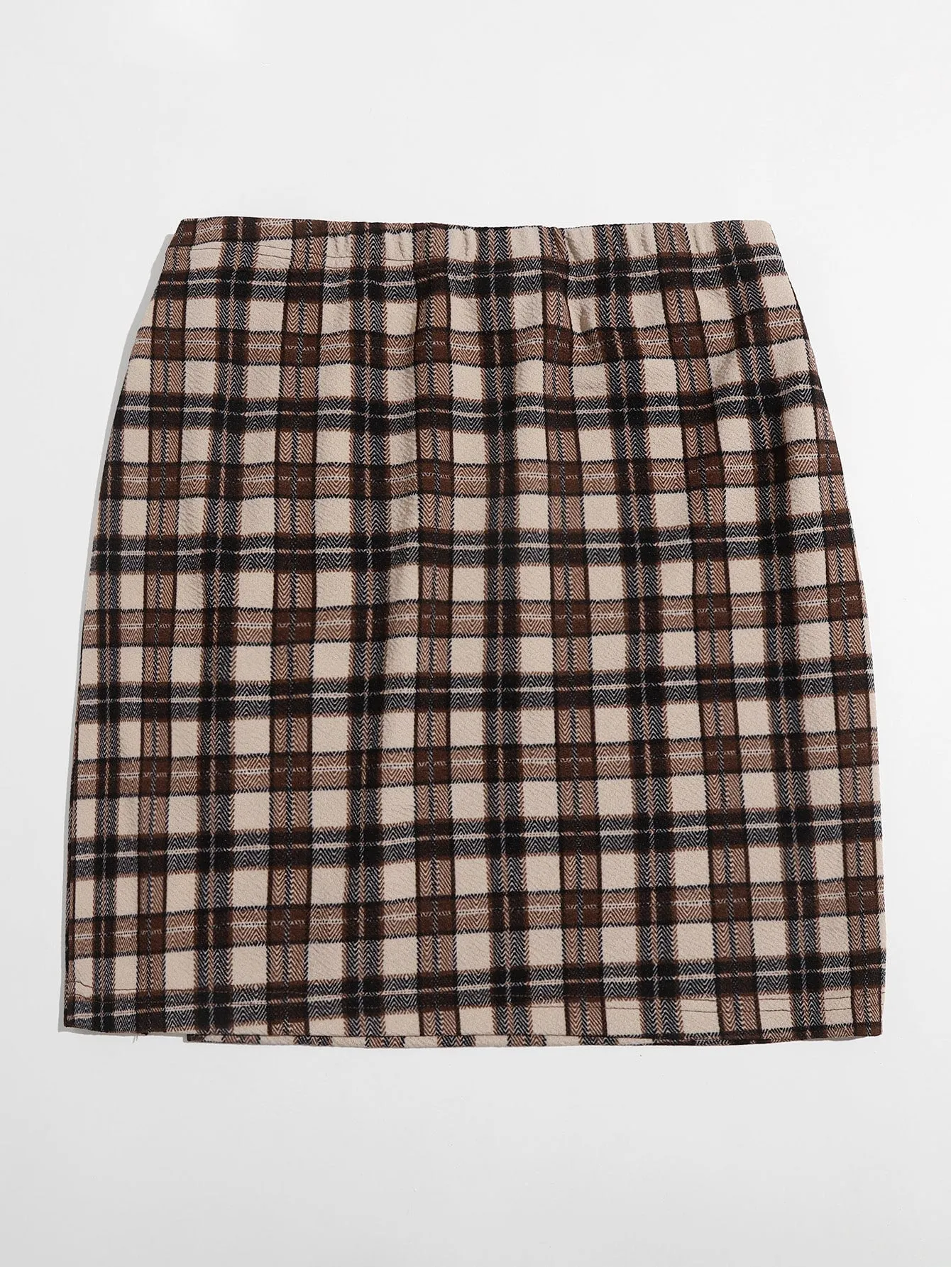 Split Hem Tartan Skirt