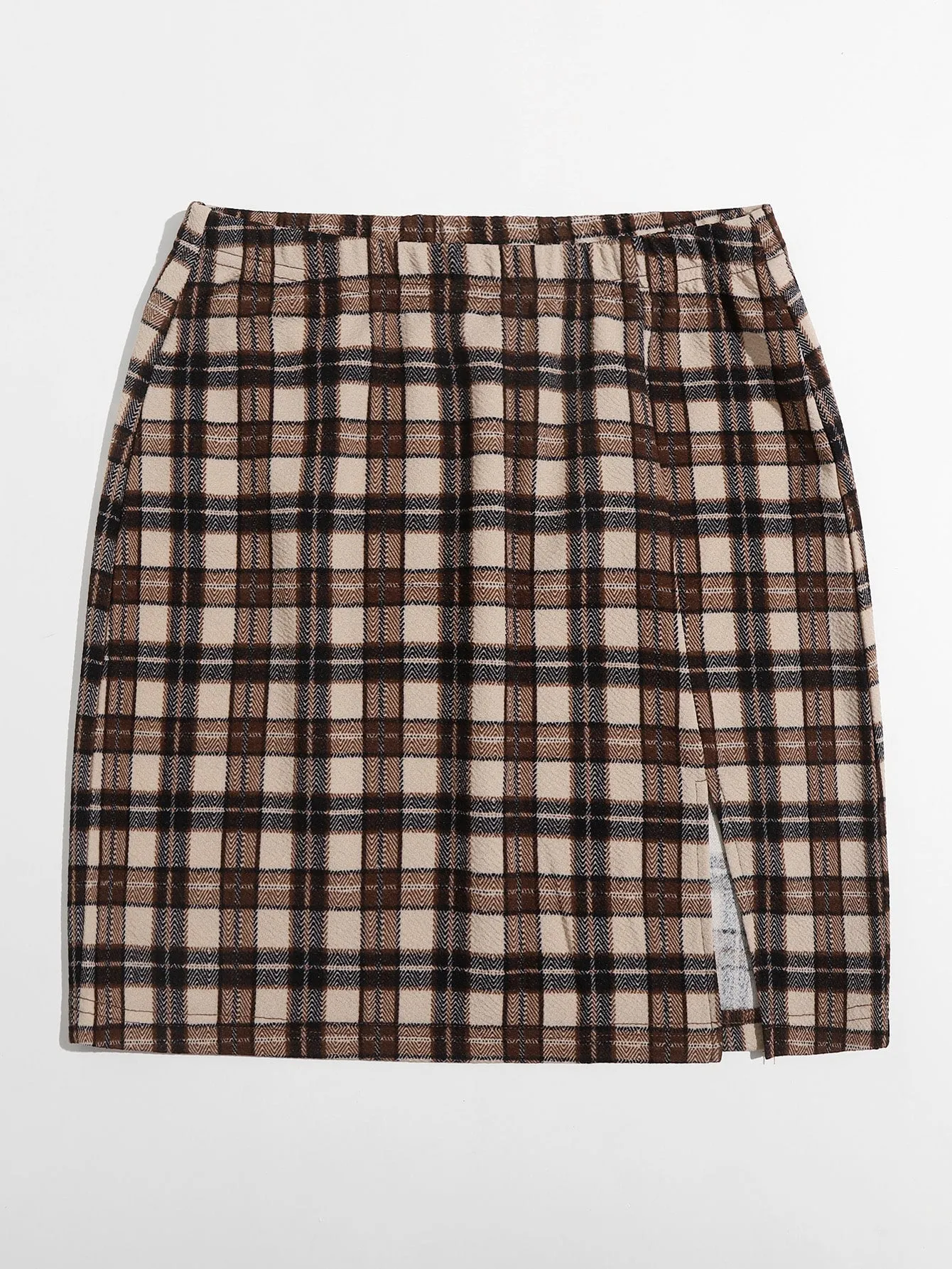 Split Hem Tartan Skirt