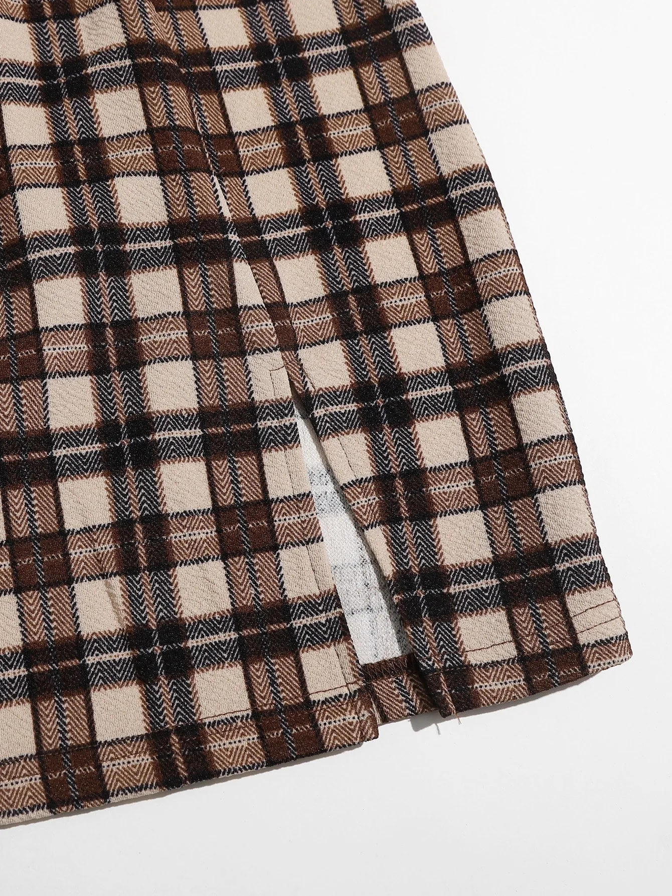 Split Hem Tartan Skirt