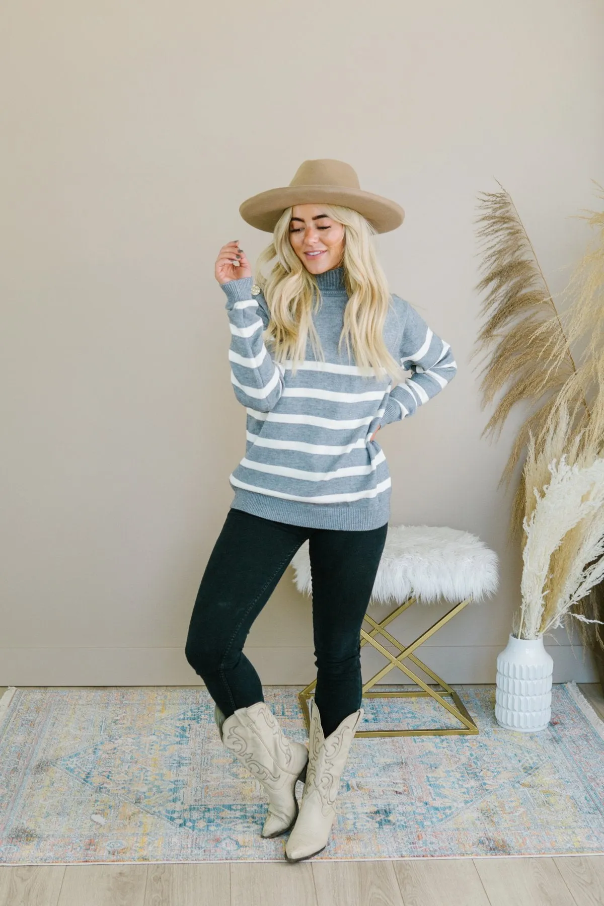 Striped Button Detail Sweater