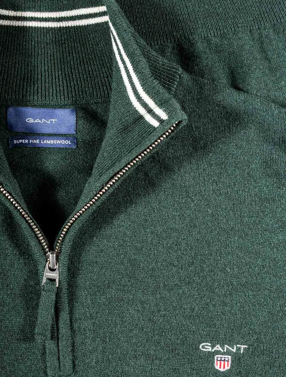 Super Fine Lambswool Half-Zip Sweater Tartan Green