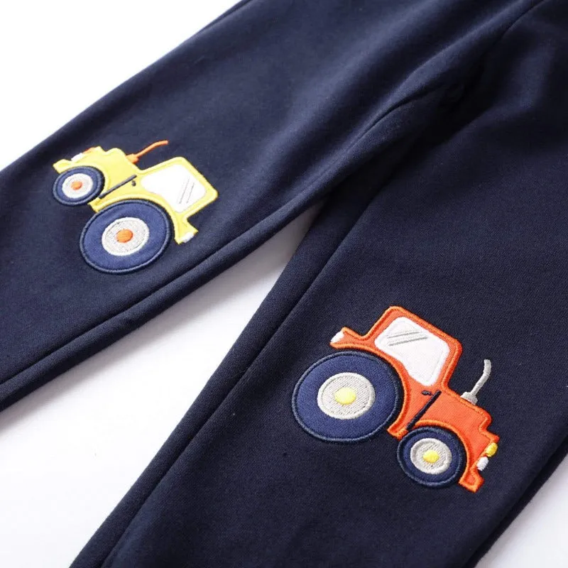 Toddler Boys Navy Blue Cartoon Truck Pants