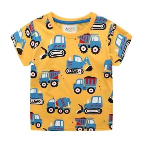 Toddler Boy's Vehicle Print Short-sleeve Yellow Tee