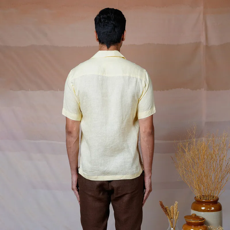 Unisex Linen Shirt | Hand Embroidered | Cream