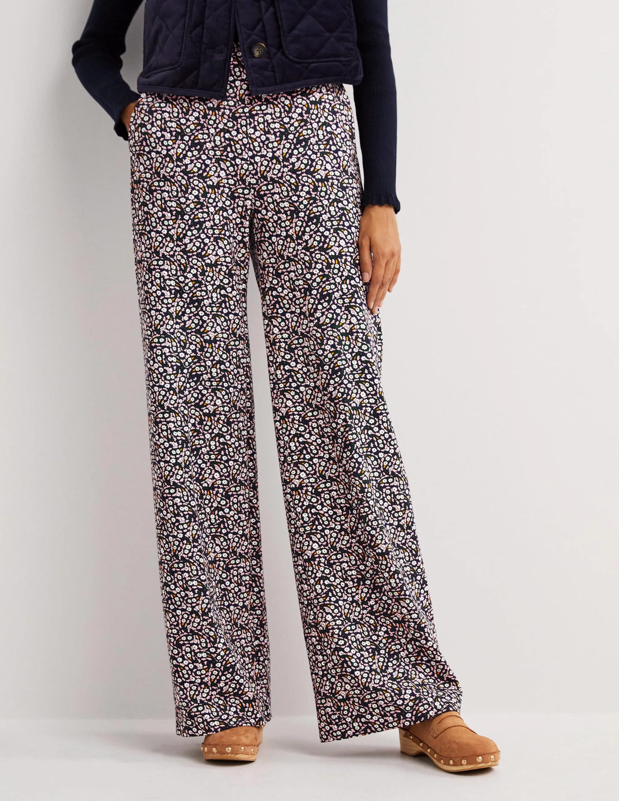 Westbourne Ponte Trousers-Navy, Petal Paisley